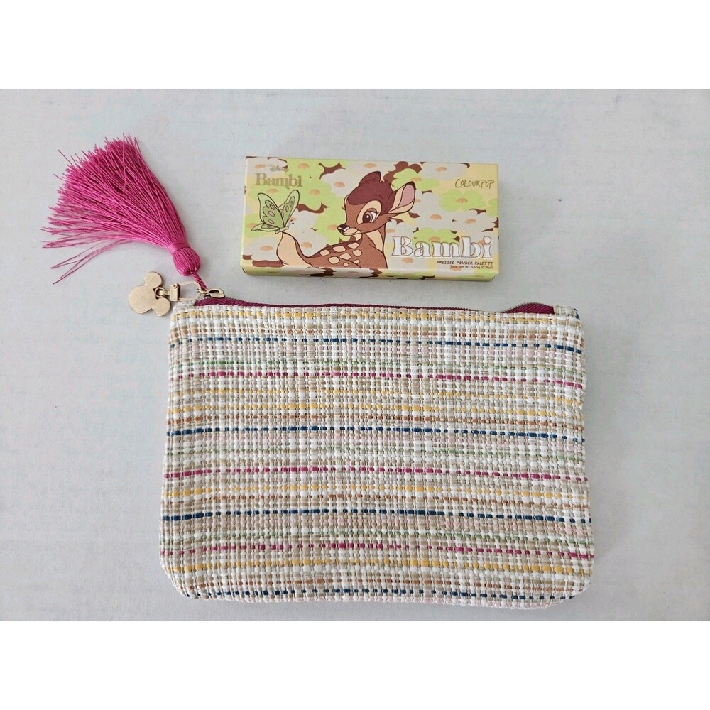 Colourpop X Disney Bambi Palette & Woven Cosmetic Case W/ Mickey Mouse Charm